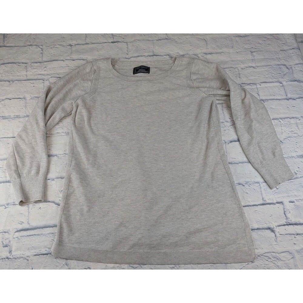 Luca Centurion Women Sweater L Cream Crew Neck Asymmetrical Hem Crew Neck